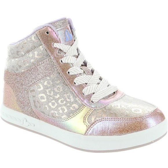 Sketchers Girl's Street Standouts 2.0-Leopard Shine Sneaker in Rose Gold - Picture 2 of 9